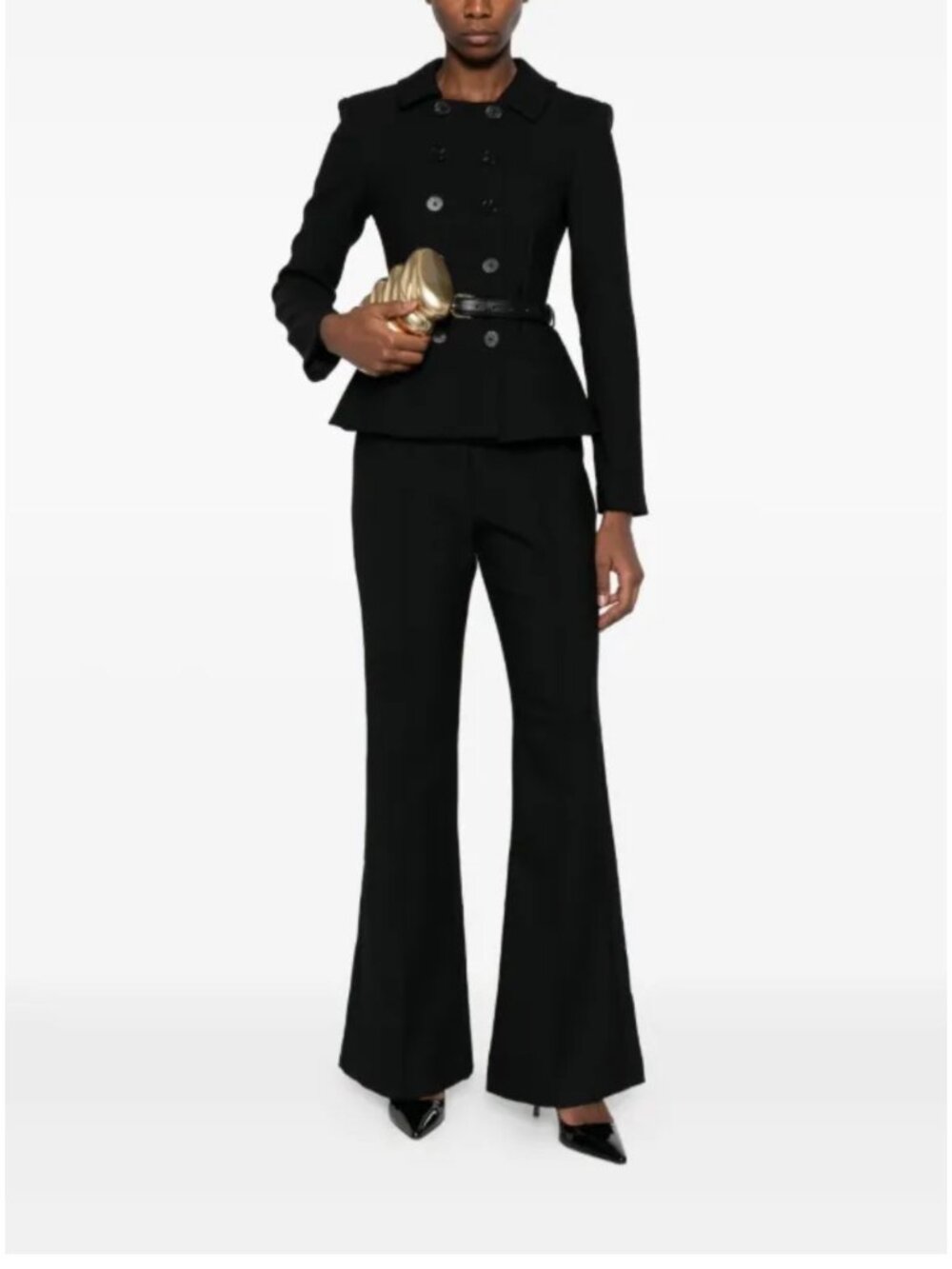 NWT self-portrait black wool double-breasted jumpsuit - size UK 10 / US 6